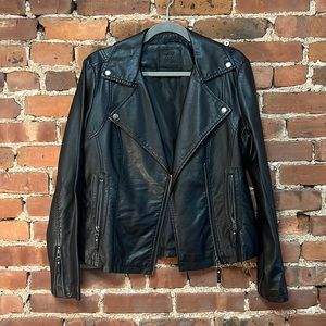 MAXSTUDIO | Washed Faux Leather Moto Jacket